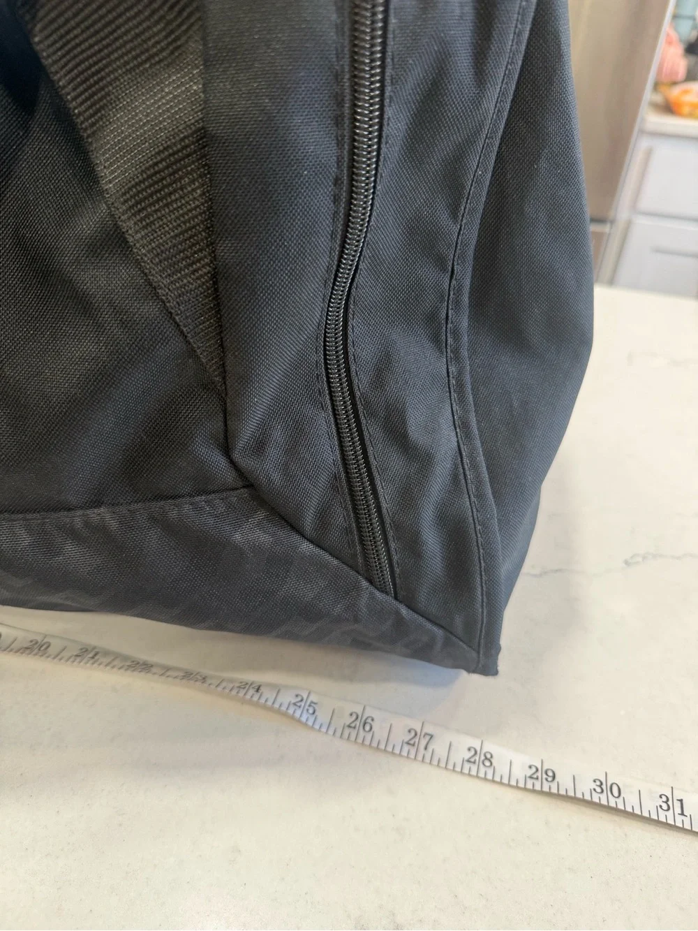 Nike Large Black Duffel Bag with White Swoosh and Logo Strap